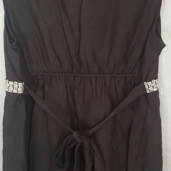 Motherhood Maternity Top Size M Black Embroidered Sleeveless Linen Blend BackTie - Picture 7 of 9